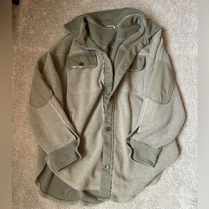 Free People Olive Green Fleece Jacket